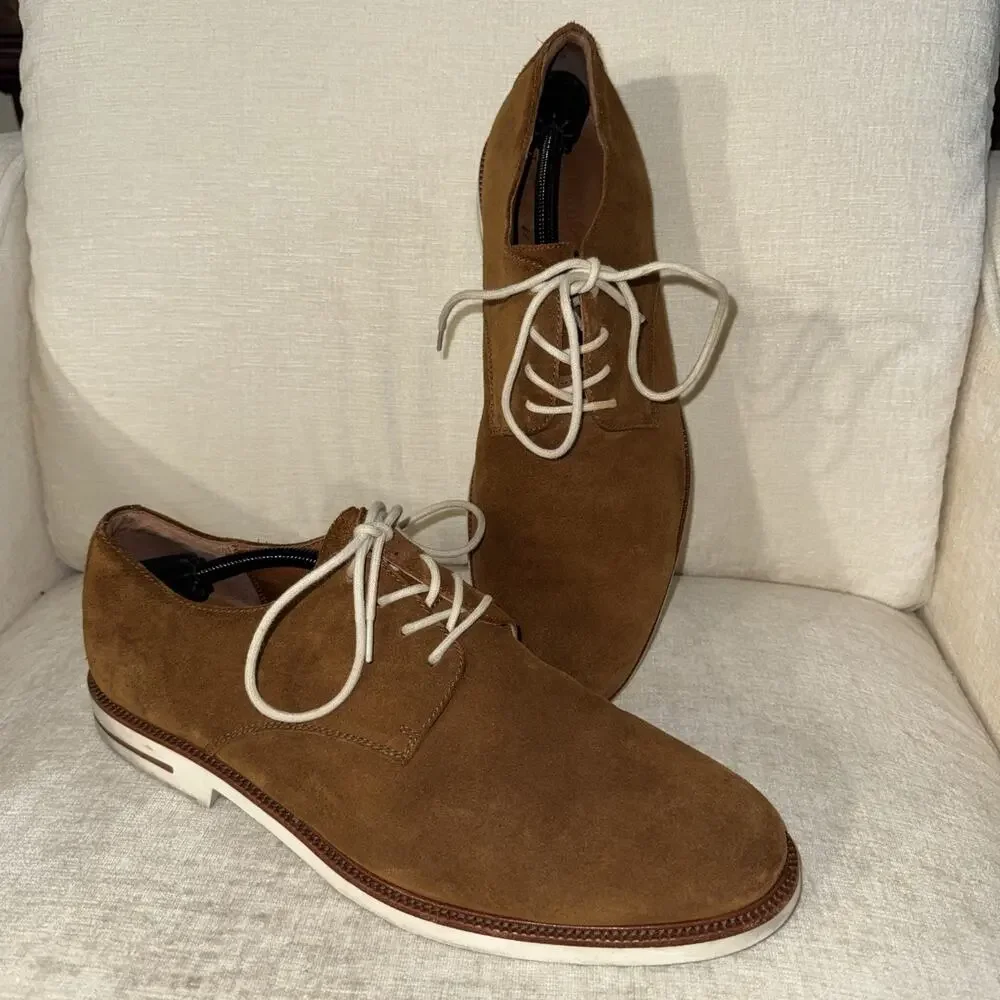 Polo Ralph Lauren Torian Men Size 13D Brown Suede Plain Toe Derby Dress Shoes
